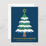 Merry Chrismukkah Cute Hanukkah Christmas Party Invitation Postcard<br><div class="desc">This cute Merry Chrismukkah party postcard invitation features a green Christmas tree decorated with blue dreidel ornaments and a gold Jewish Star of David at the top for Hanukkah to combine the 2 holidays for a family that celebrates both.</div>