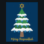 Merry Chrismukkah Cute Hanukkah Christmas Poster<br><div class="desc">This cute Merry Chrismukkah poster features a green Christmas tree decorated with blue dreidel ornaments and a gold Jewish Star of David at the top for Hanukkah to combine the 2 holidays for a family that celebrates both.</div>
