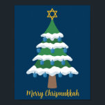 Merry Chrismukkah Cute Hanukkah Christmas Poster<br><div class="desc">This cute Merry Chrismukkah poster features a green Christmas tree decorated with blue dreidel ornaments and a gold Jewish Star of David at the top for Hanukkah to combine the 2 holidays for a family that celebrates both.</div>