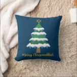Merry Chrismukkah Cute Hanukkah Christmas Throw Pillow<br><div class="desc">This cute Merry Chrismukkah throw pillow gift features a green Christmas tree decorated with blue dreidel ornaments and a gold Jewish Star of David at the top for Hanukkah to combine the 2 holidays for a family that celebrates both.</div>