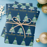 Merry Chrismukkah Cute Hanukkah Christmas Tree Wrapping Paper Sheet<br><div class="desc">These cute Merry Chrismukkah wrapping paper sheets features a green Christmas tree decorated with blue dreidel ornaments and a gold Jewish Star of David at the top for Hanukkah to combine the 2 holidays for a family that celebrates both.</div>