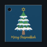 Merry Chrismukkah Cute Hanukkah Tree Party Favour Tags<br><div class="desc">This cute Merry Chrismukkah party favour tag features a green Christmas tree decorated with blue dreidel ornaments and a gold Jewish Star of David at the top for Hanukkah to combine the 2 holidays for a family that celebrates both.</div>