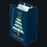 Merry Chrismukkah Cute Hanukkah Tree Party Medium Gift Bag<br><div class="desc">This cute Merry Chrismukkah gift bag features a green Christmas tree decorated with blue dreidel ornaments and a gold Jewish Star of David at the top for Hanukkah to combine the 2 holidays for a family that celebrates both.</div>
