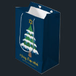 Merry Chrismukkah Cute Hanukkah Tree Party Medium Gift Bag<br><div class="desc">This cute Merry Chrismukkah gift bag features a green Christmas tree decorated with blue dreidel ornaments and a gold Jewish Star of David at the top for Hanukkah to combine the 2 holidays for a family that celebrates both.</div>