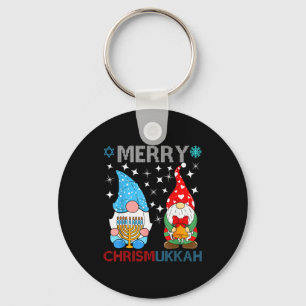Merry Chrismukkah Funny Gnomes Christmas And Hanuk Keychain