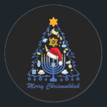 Merry Chrismukkah Hanukkah Jewish Hanukkah Tree Classic Round Sticker<br><div class="desc">Merry Chrismukkah Hanukkah Jewish Hanukkah Tree</div>