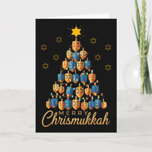 Merry Chrismukkah Happy Chanukkah Dreidel Christma Card