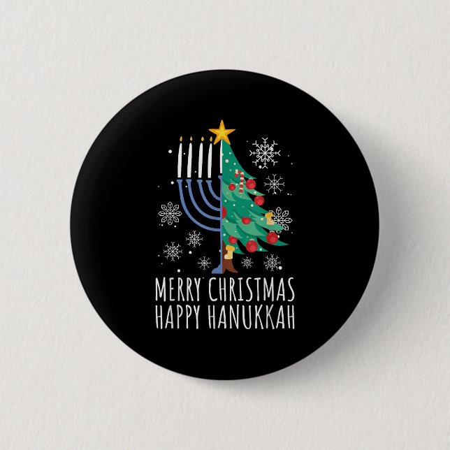 Merry Chrismukkah Happy Christmas Hanukkah  2 Inch Round Button (Front)