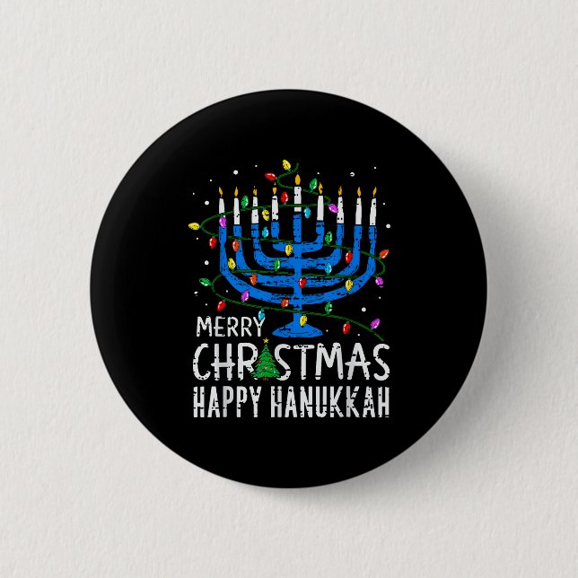 Merry Chrismukkah Happy Christmas Hanukkah Chanuka 2 Inch Round Button (Front)