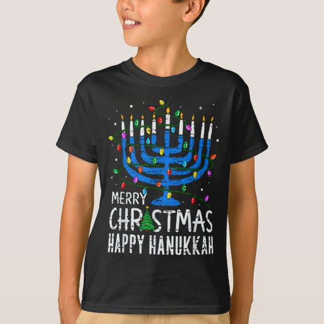 Merry Chrismukkah Happy Christmas Hanukkah Chanuka T-Shirt (Front)