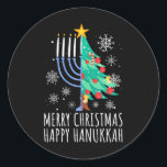 Merry Chrismukkah Happy Christmas Hanukkah Classic Round Sticker<br><div class="desc">Merry Chrismukkah Happy Christmas Hanukkah</div>