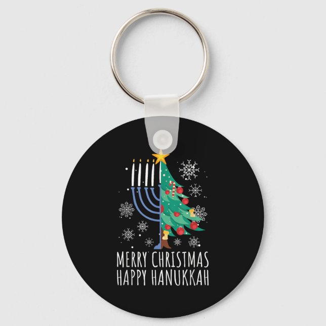 Merry Chrismukkah Happy Christmas Hanukkah  Keychain (Front)