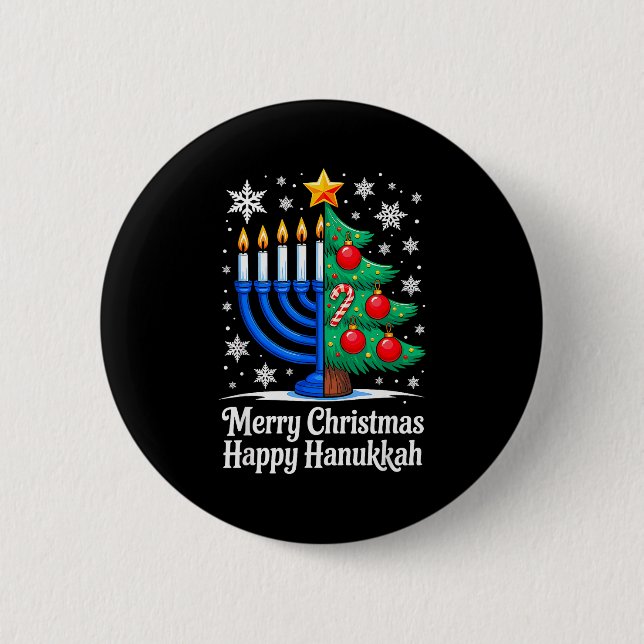 Merry Chrismukkah Happy Christmas Hanukkah Matchin 2 Inch Round Button (Front)