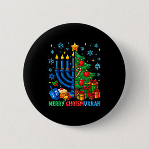 Merry Chrismukkah Happy Christmas Hanukkah Pajama 2 Inch Round Button