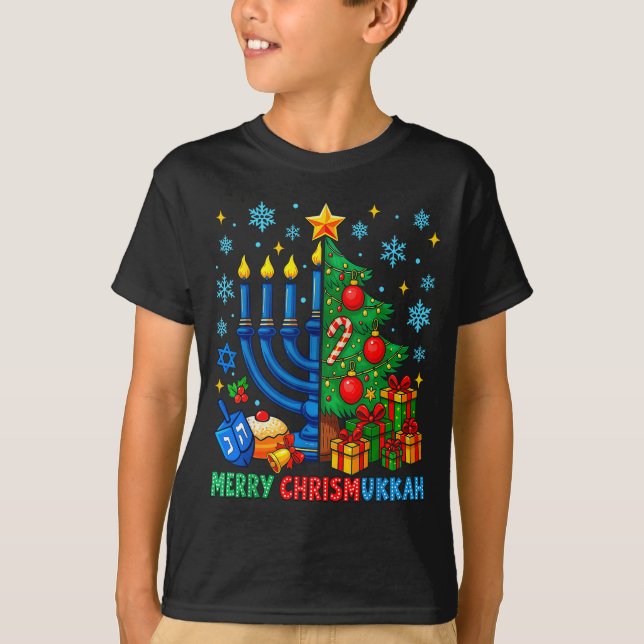 Merry Chrismukkah Happy Christmas Hanukkah Pajama  T-Shirt (Front)