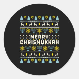 Merry Chrismukkah Happy Hanukkah Jew Ugly Christma Classic Round Sticker