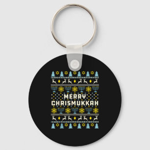 Merry Chrismukkah Happy Hanukkah Jew Ugly Christma Keychain