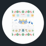 Merry Chrismukkah Happy Hanukkah plus M Classic Round Sticker<br><div class="desc">Merry Chrismukkah Happy Hanukkah plus M</div>