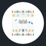 Merry Chrismukkah Happy Hanukkah plus M Classic Round Sticker<br><div class="desc">Merry Chrismukkah Happy Hanukkah plus M</div>