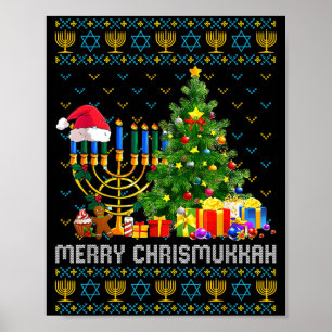 Merry Chrismukkah Happy Hanukkah Ugly Sweater Fami Poster