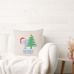 Merry Chrismukkah Holiday Decor Throw Pillow