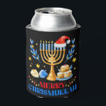 Merry Chrismukkah Holiday Hanukkah Pajama Family Can Cooler<br><div class="desc">This Happy Christmukkah outfit is the perfect Hanukkah present for jew men,  women,  kids. Perfect ugly Jewish Christmas Tee to wear next to your Chanukah Ornament,  Decorations,  Socks,  Candles and Menorah during Winter Holidays!</div>