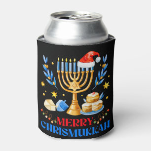 Merry Chrismukkah Holiday Hanukkah Pajama Family Can Cooler