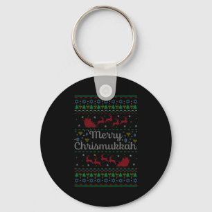 Merry Chrismukkah Jewish Hanukkah Ugly Christmas S Keychain