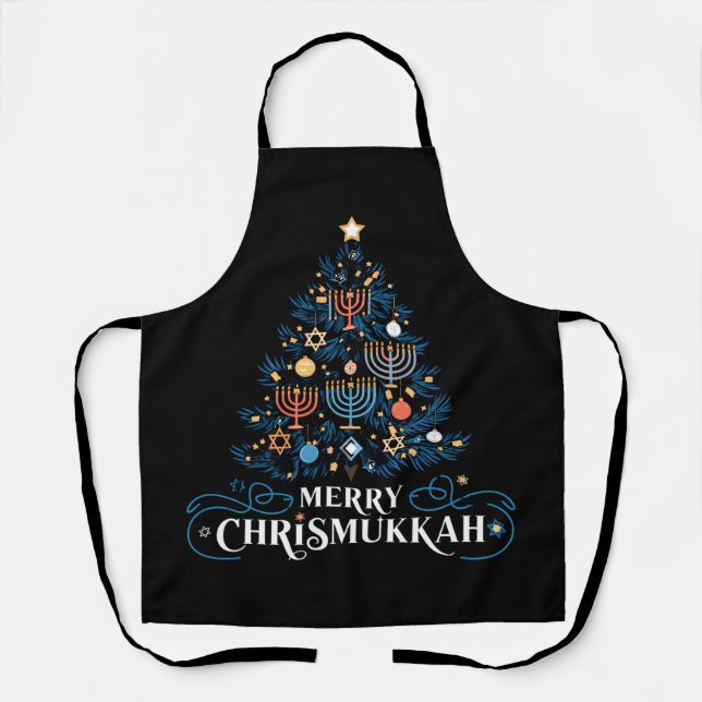 Merry Chrismukkah Jewish Holiday Hanukkah Apron (Front)