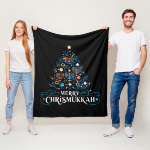 Merry Chrismukkah Jewish Holiday Hanukkah Fleece Blanket