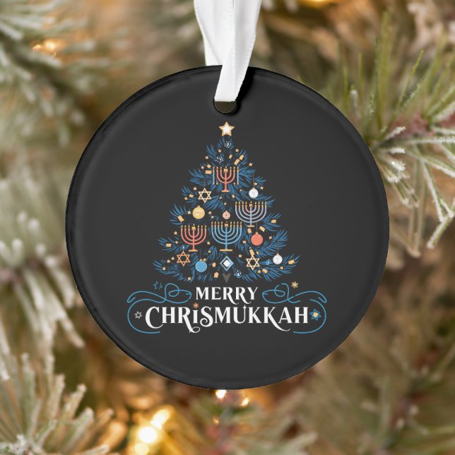 Merry Chrismukkah Jewish Holiday Hanukkah Ornament (Tree)