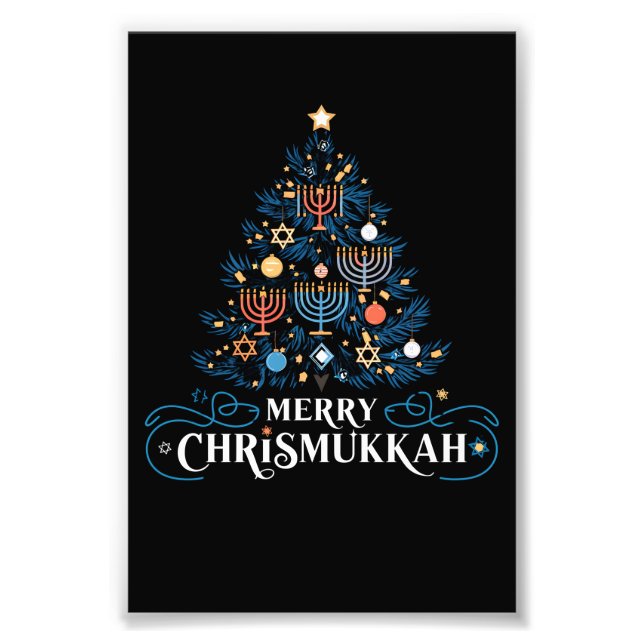 Merry Chrismukkah Jewish Holiday Hanukkah Photo Print (Front)