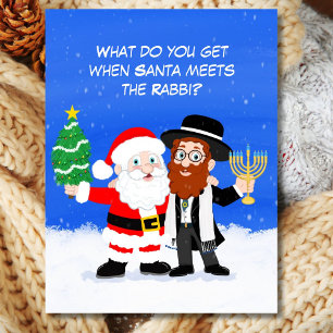 Merry Chrismukkah Santa Meets the Rabbi Funny Postcard