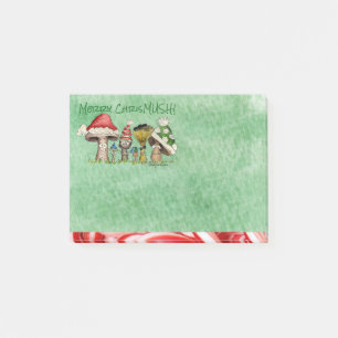 Merry ChrisMUSH Cartoon Mushrooms Post-it Notes