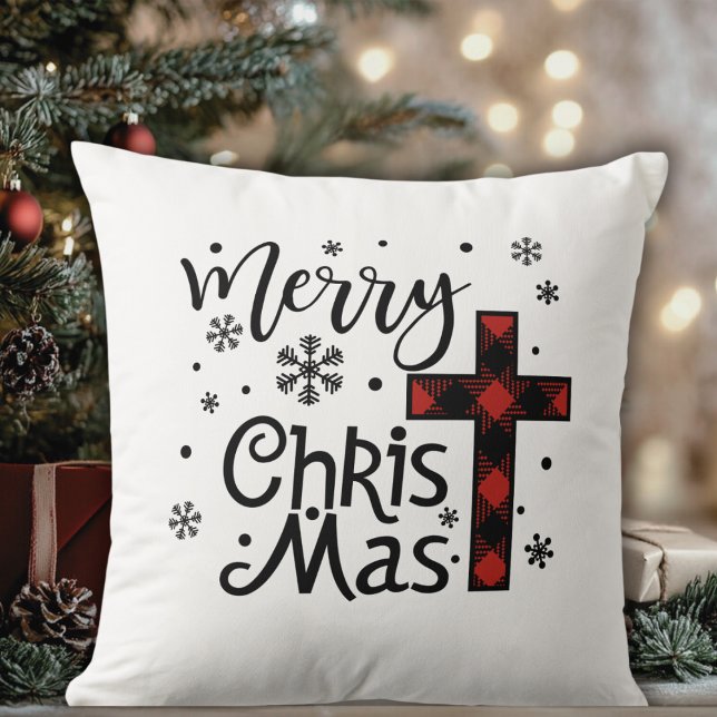 Merry Christ Mas Christain Religious Christmas Throw Pillow (Merry Christ Mas Christian Religious Christmas Throw Pillow)