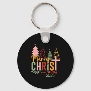 Merry Christ Mas Christian Christmas 2025 Family P Keychain