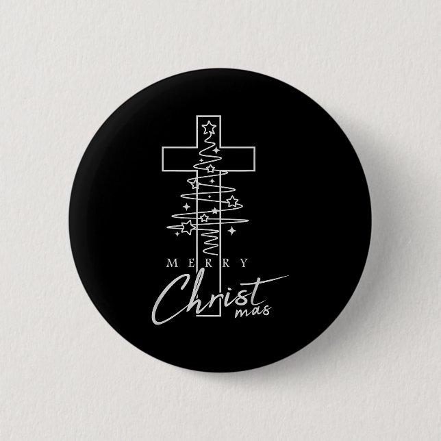 Merry Christ Mas Christian Christmas Jesus Christm 2 Inch Round Button (Front)