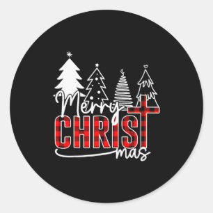 Merry Christ Mas Christian Christmas Jesus Christm Classic Round Sticker