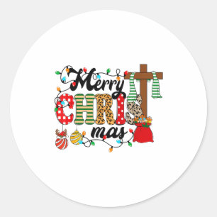 Merry Christ Mas Christian Christmas Jesus Christm Classic Round Sticker