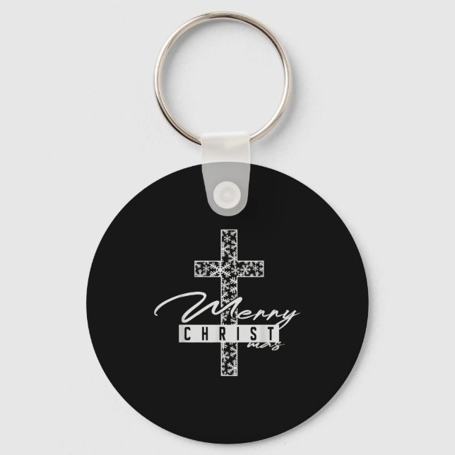 Merry Christ Mas Christian Christmas Jesus Christm Keychain (Front)