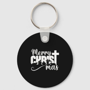 Merry Christ Mas Christian Christmas Jesus Christm Keychain