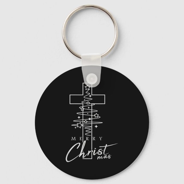 Merry Christ Mas Christian Christmas Jesus Christm Keychain (Front)