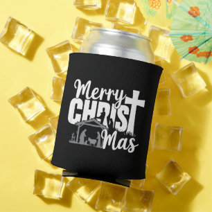 Merry Christ Mas Christian Christmas Jesus Family  Can Cooler