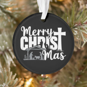 Merry Christ Mas Christian Christmas Jesus Family Ornament