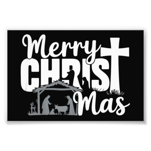 Merry Christ Mas Christian Christmas Jesus Family  Photo Print (Front)
