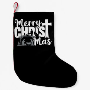Merry Christ Mas Christian Christmas Jesus Family Small Christmas Stocking
