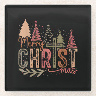 Merry Christ Mas Christmas Christian Faith Jesus C Glass Coaster