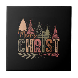 Merry Christ Mas Christmas Christian Faith Jesus C Tile