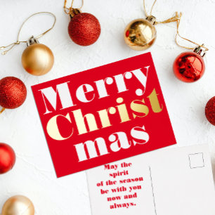 Merry Christ mas Foil Holiday Postcard