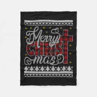 Merry Christ Mas Jesus Christian Pyjamas Ugly Chri Fleece Blanket